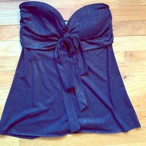 Charlotte Russe Blue & Gold Strapless Top